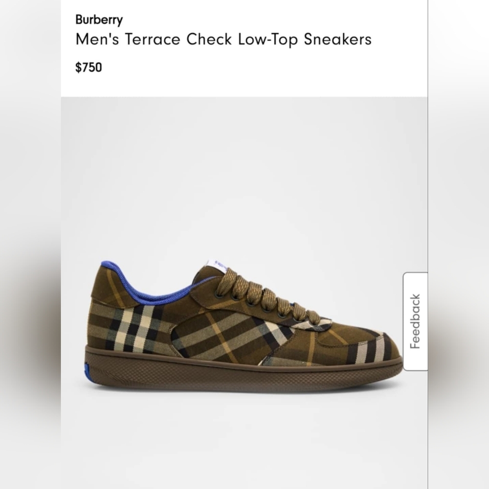 Burberry Men's Terrace Check Low-Top Men Size 44 (Eq. Size 11 US) Brand New. Ask